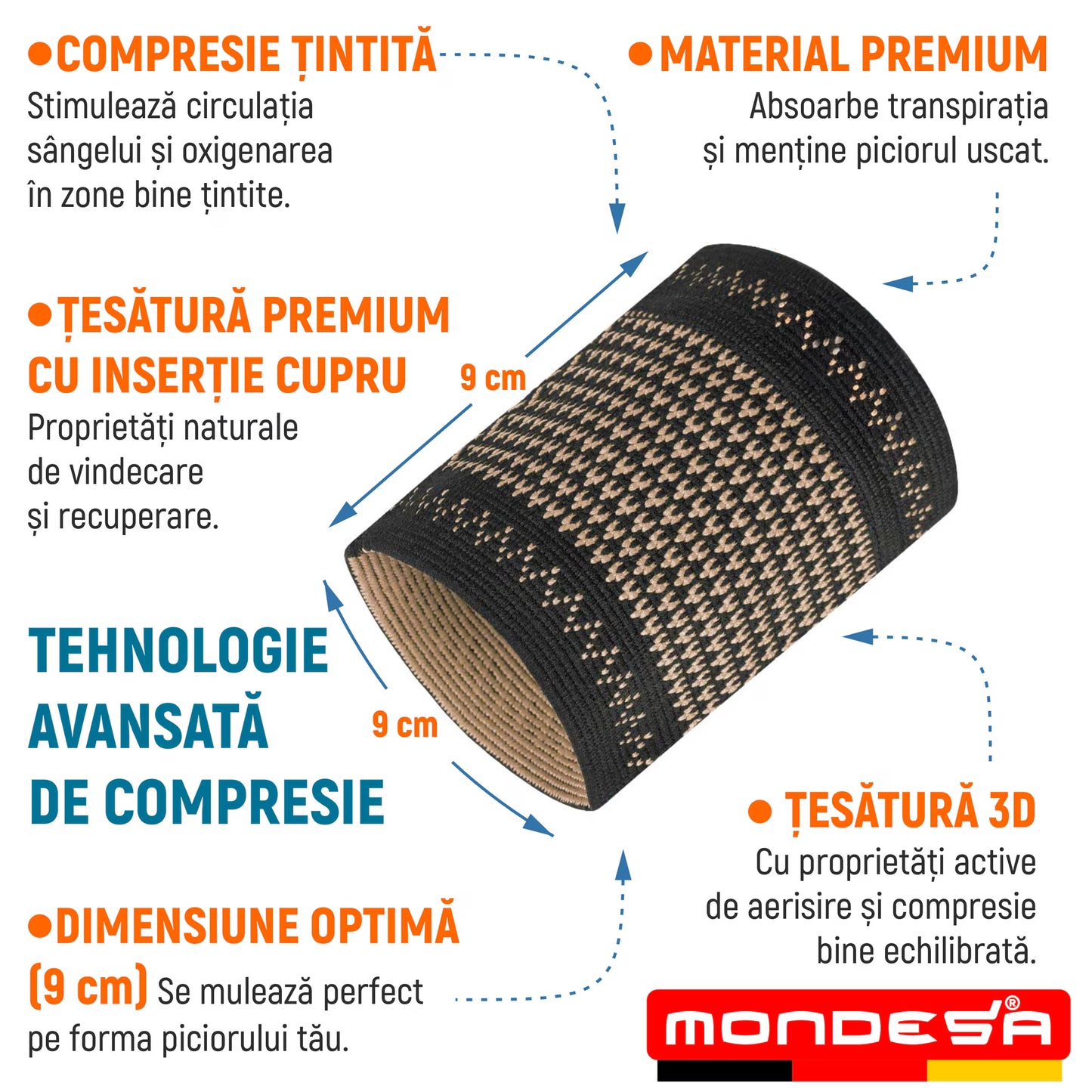 Set 2 Talonete Ortopedice si Compresive MONDESA®, Sustinere Bolta Plantara si Arcada, Suport Elastic pentru Fasceita Plantara, Platfus, Dureri de Calcaie, Marime Universala, Unisex, Negru/Auriu