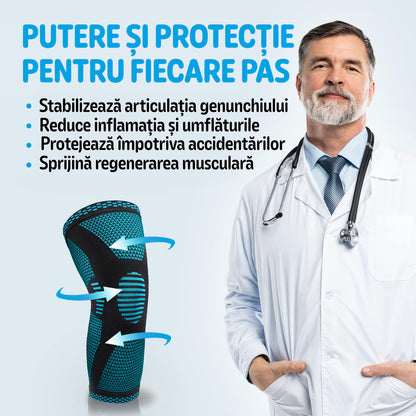 Genunchiera elastica profesionala MONDESA®, Sustinere Ortopedica si Protectie Medicala pentru Articulatii, Menisc si Rotula, Amelioreaza Durerile de Genunchi, Unisex