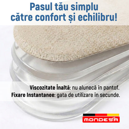 Set 2 Branturi Ortopedice Inaltatoare MONDESA®, Talonete Ortopedice cu Gel pentru Picioare Obosite, Platfus si Pinteni calcaneeni, Suport Plantar si Calcai, Inaltime Ajustabila 0.5-1.5cm, Marime ajustabila