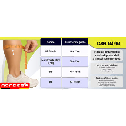 Set 2 Jambiere Compresive MONDESA®, Protectie Gambe Sport, Alergare, Fotbal, Ciclism, Recuperare Medicala, Varice, Edeme, Suport Muscular, Material Respirabil, Unisex, Negru/Gri, Premium