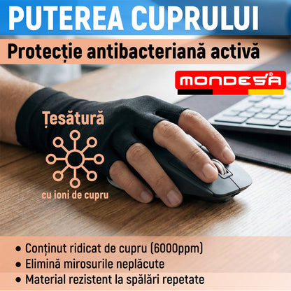 Set 2 Manusi Compresie MONDESA®, Manusi Artrita, Manusi Elastice pentru Dureri Articulare, Reumatism, Reabilitare, Tunel Carpian, Material Respirabil, Calitate Premium, Unisex, Negru