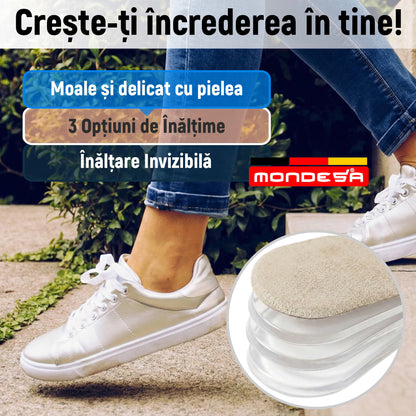 Set 2 Branturi Ortopedice Inaltatoare MONDESA®, Talonete Ortopedice cu Gel pentru Picioare Obosite, Platfus si Pinteni calcaneeni, Suport Plantar si Calcai, Inaltime Ajustabila 0.5-1.5cm, Marime ajustabila