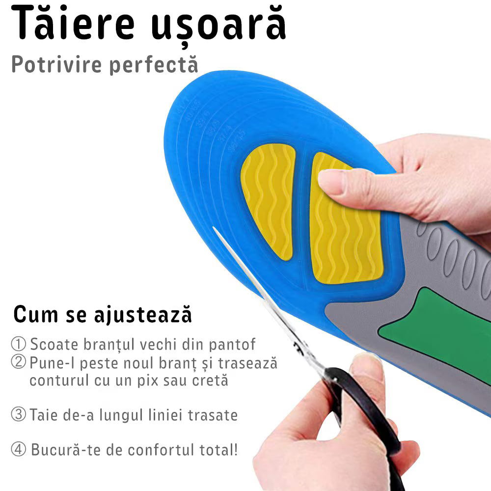 Set 2 Branturi Ortopedice MONDESA®, Suport Calcai si Talpa, Ajuta la Platfus, Pinteni si Picioare Obosite, Amortizare si Absorbtie, Confort Zilnic, Marime Ajustabila, Unisex