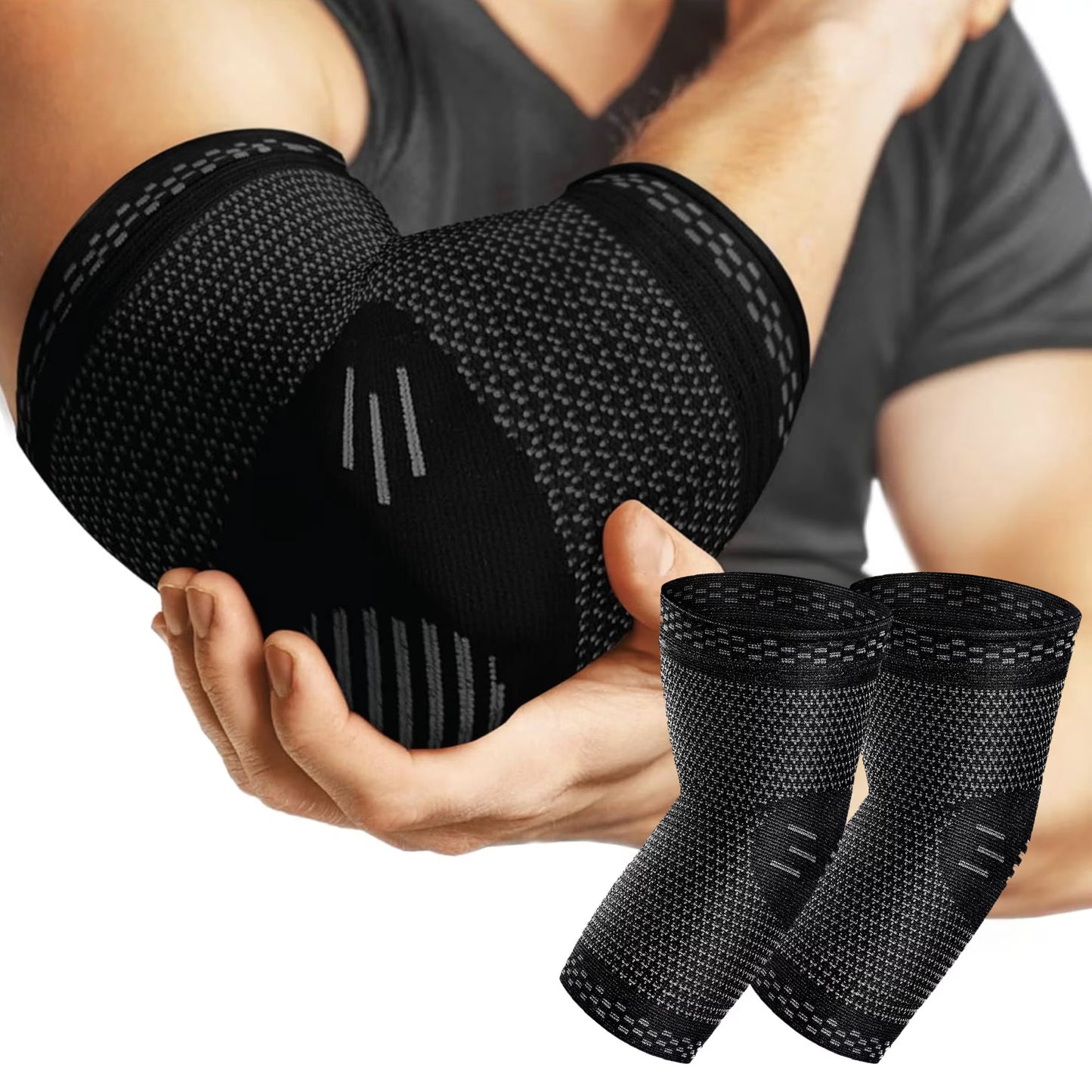 Cotieră compresivă elastică pentru sport, sală, fitness și activități zilnice. Set 2 bucăți, unisex, material respirabil.