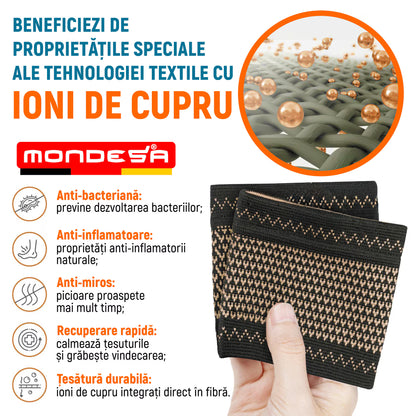 Set 2 Talonete Ortopedice si Compresive MONDESA®, Sustinere Bolta Plantara si Arcada, Suport Elastic pentru Fasceita Plantara, Platfus, Dureri de Calcaie, Marime Universala, Unisex, Negru/Auriu