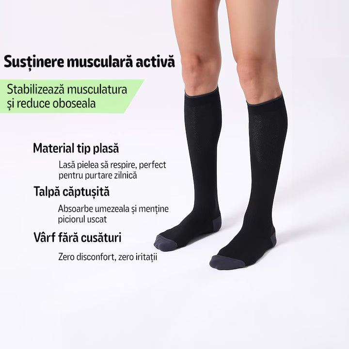 Ciorapi Compresivi Medicali MONDESA® 15–20 mmHg - Set 3 Perechi, Negru