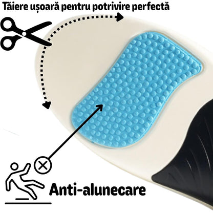 Set 2 Branturi Ortopedice MONDESA®, Suport Plantar si Calcai, Suport pentru Picioare Obosite, Platfus si Pinteni calcaneeni, Amortizare Socuri, Absorbtie transpiratie, Marime ajustabila, Unisex