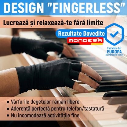 Set 2 Manusi Compresie MONDESA®, Manusi Artrita, Manusi Elastice pentru Dureri Articulare, Reumatism, Reabilitare, Tunel Carpian, Material Respirabil, Calitate Premium, Unisex, Negru