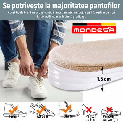 Set 2 Branturi Ortopedice Inaltatoare MONDESA®, Talonete Ortopedice cu Gel pentru Picioare Obosite, Platfus si Pinteni calcaneeni, Suport Plantar si Calcai, Inaltime Ajustabila 0.5-1.5cm, Marime ajustabila