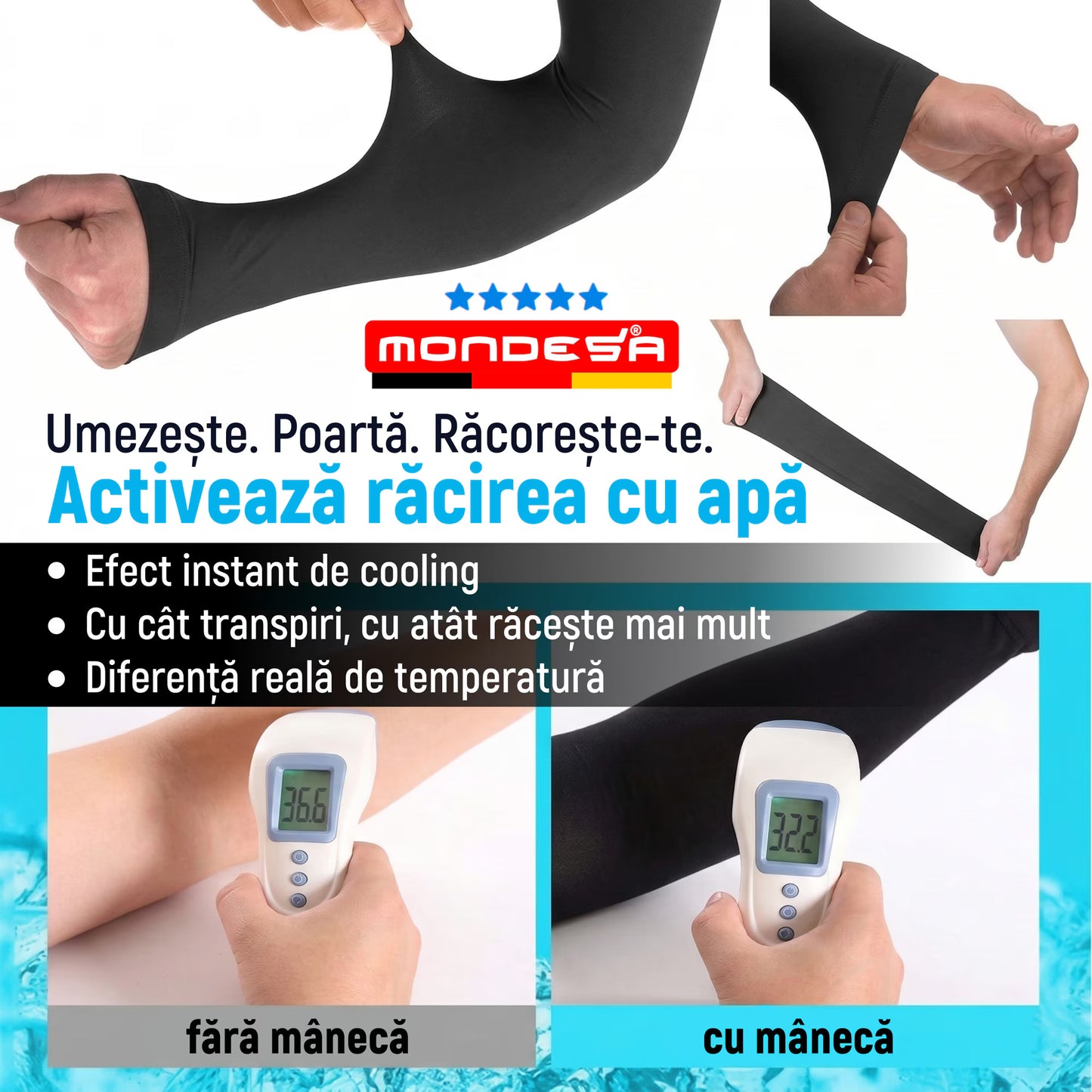 Set 3 Perechi Maneci MONDESA®, Protectie Brat si Mana, Protectie UV, Acoperire Tatuaje, Maneci Sport pentru Alergare, Ciclism, Baschet, Pescuit, Marime Universala, Unisex, 6 Bucati, Alb/Negru/Gri