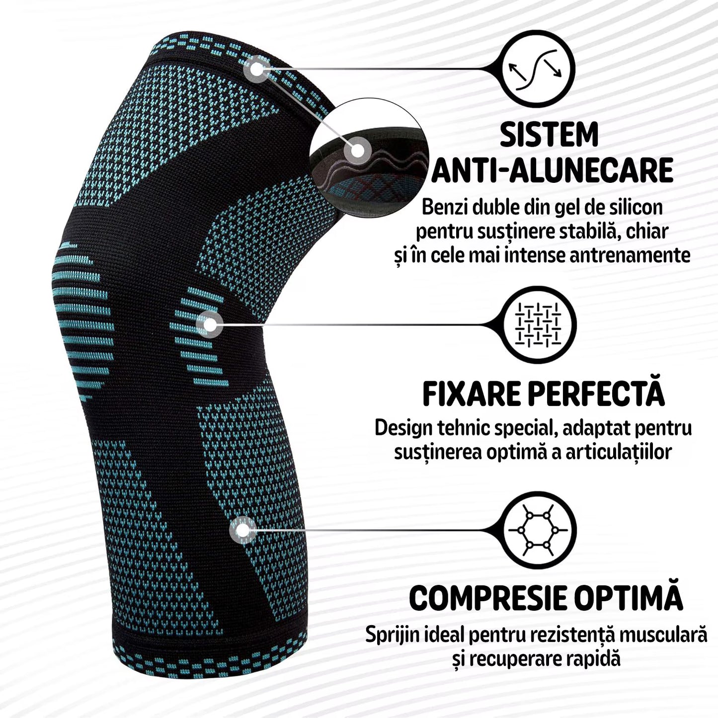 Genunchiera elastica profesionala MONDESA®, Sustinere Ortopedica si Protectie Medicala pentru Articulatii, Menisc si Rotula, Amelioreaza Durerile de Genunchi, Unisex