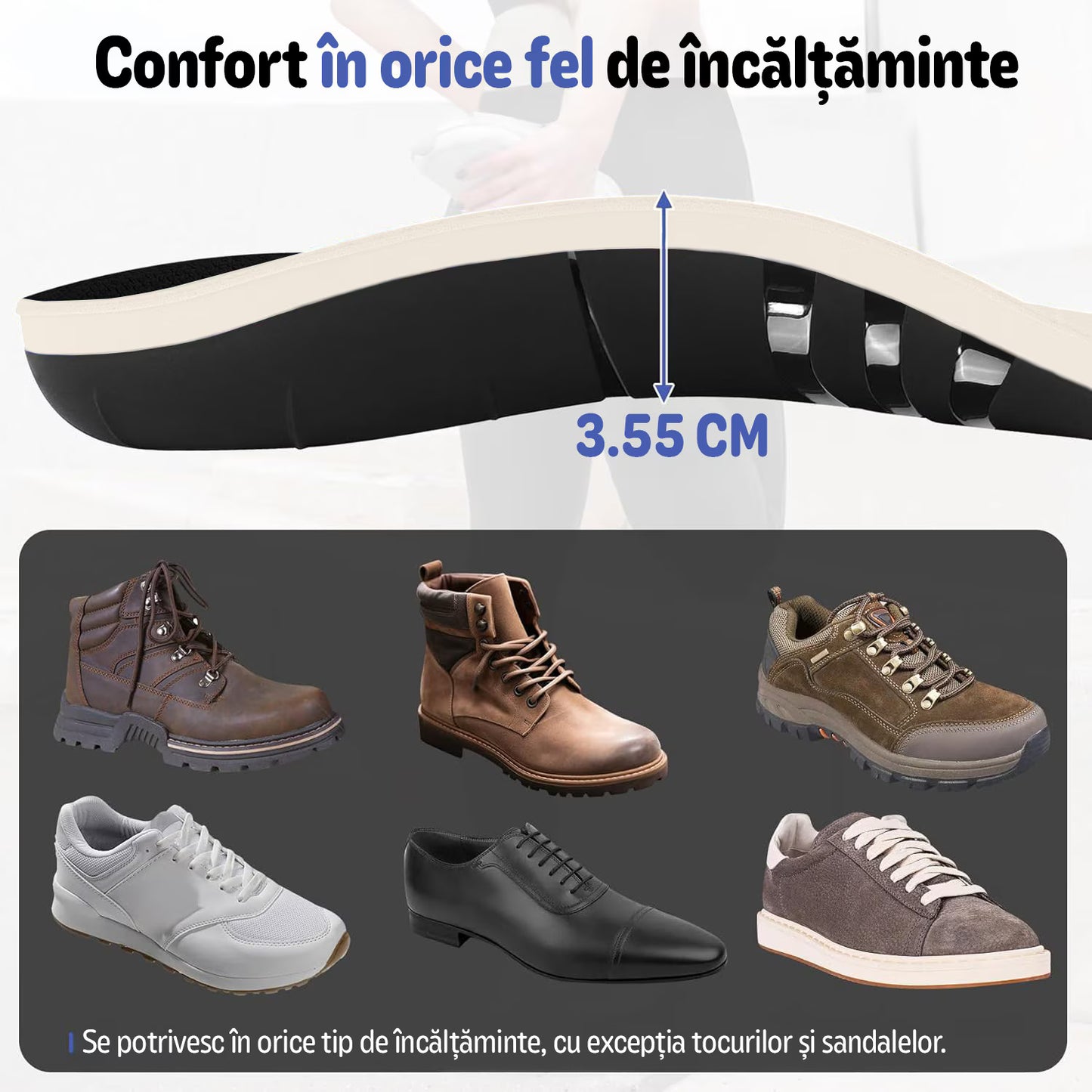 Set 2 Branturi Ortopedice MONDESA®, Suport Plantar si Calcai, Suport pentru Picioare Obosite, Platfus si Pinteni calcaneeni, Amortizare Socuri, Absorbtie transpiratie, Marime ajustabila, Unisex