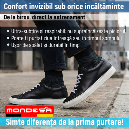 Set 2 Glezniere Compresive MONDESA®, Glezniera Elastica, Suport Glezna si Bolta Plantara, Orteza Fasceita Plantara, Sport, Recuperare Medicala, Edeme, Material Respirabil, Premium, Negru